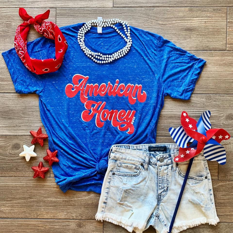 Blue American Honey Graphic Tee - Brooks Boutique